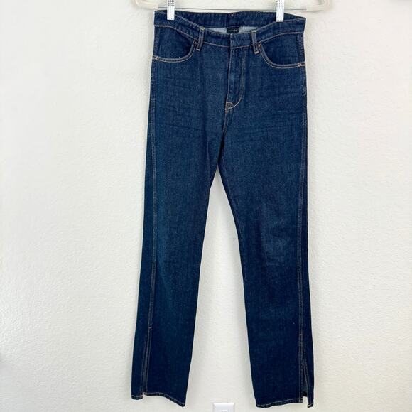 Massimo Dutti Women's Slit Leg Dark Wash Denim 100% Cotton Jeans Blue Size 2 - Picture 1 of 10